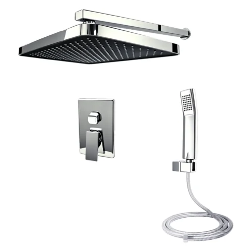 Conjunto de ducha monomando con desviador y teleducha Sovrano SVR1216 en cromo, regadera rectangular