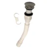 Conjunto desagüe push sin rebose, cabeza grande en cromo y sifón flexible blanco Valqua VQAD006 Conjunto desagüe push sin rebose, cabeza grande en cromo y sifón flexible blanco Valqua VQAD006
