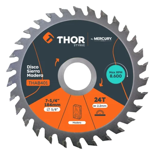 Disco de sierra para madera 7-1/4" 24 dientes Thor THAB401