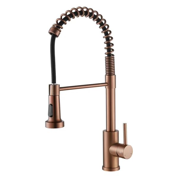 Grifería monocontrol con rociador para lavaplatos Sovrano Piegatto SVR1044 en oro rosa texturizado Grifería monocontrol con rociador para lavaplatos Sovrano Piegatto SVR1044 en oro rosa texturizado