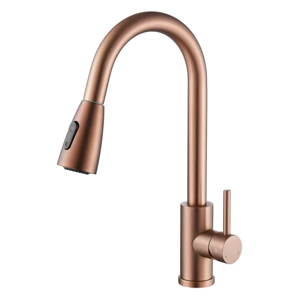 Grifería monocontrol con rociador para lavaplatos Sovrano Tacchino SVR1048 en oro rosa texturizado Grifería monocontrol con rociador para lavaplatos Sovrano Tacchino SVR1048 en oro rosa texturizado