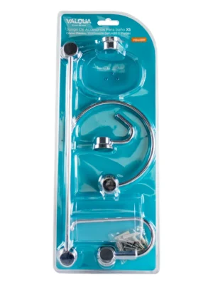 Juego de 5 accesorios de baño cromados Valqua VQAA001 en su blíster transparente