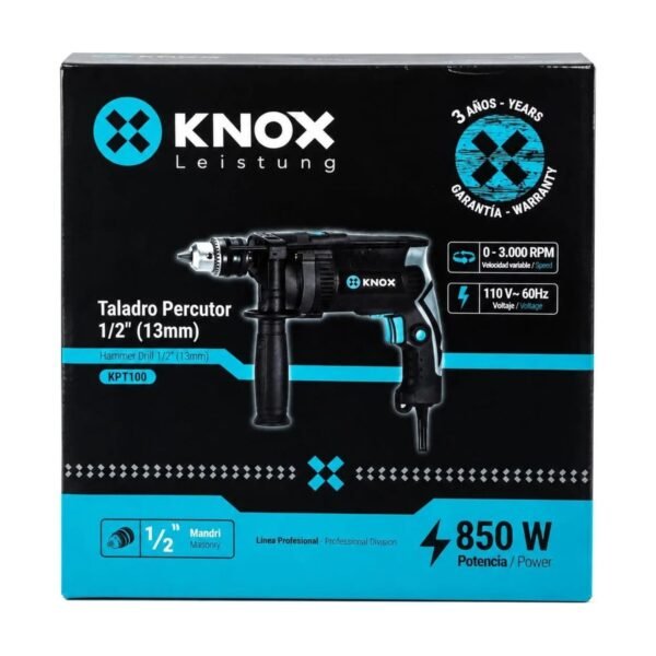 Taladro percutor eléctrico 1/2" 850 W · Knox · caja · Moressco
