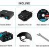 Esmeriladora angular inalámbrica 4-1/2" 21 V con batería · Knox · qué incluye · Moressco