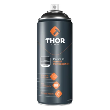Lata de pintura en aerosol anticorrosivo color negro, marca Thor, ref. THAE302