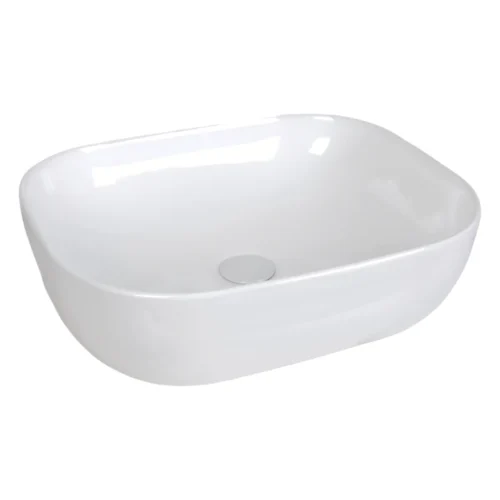 Lavamanos de sobreponer rectangular blanco brillante en cerámica vitrificada Valqua High VQAHLVS007