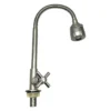Llave de lavaplatos agua fría de mesón en acero inoxidable satín con cruz y cuello flexible Valqua VQALF016