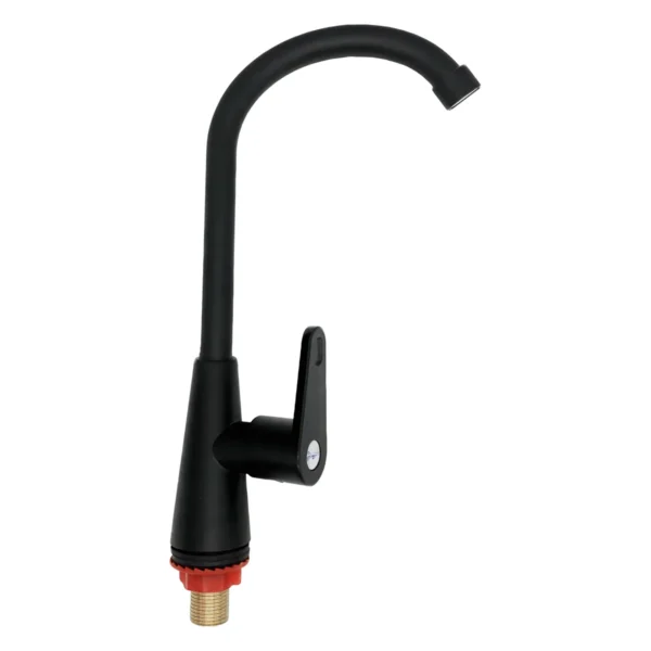 Llave de lavaplatos agua fría de mesón plástica con palanca y pico en arco negro mate Valqua VQALF023 Llave de lavaplatos agua fría de mesón plástica con palanca y pico en arco negro mate Valqua VQALF023