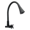 Llave de lavaplatos agua fría de pared con cruceta y cuello flexible negro mate Valqua VQALF022