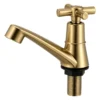 Llave sencilla para lavamanos con manija en cruz dorado Valqua VQALS007