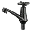 Llave sencilla para lavamanos con manija en cruz gris Valqua VQALS006