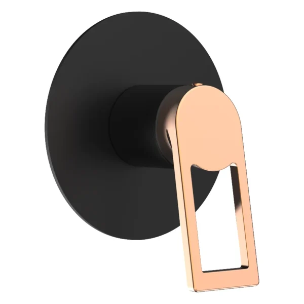 Mezclador de ducha monomando Sovrano Spacco SVR1012 con escudo negro mate y manija oro rosa Mezclador de ducha monomando Sovrano Spacco SVR1012 con escudo negro mate y manija oro rosa