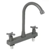 Mezclador de lavaplatos 8" con pico en arco y manijas en cruz gris Valqua VQALC007 Mezclador de lavaplatos 8" con pico en arco y manijas en cruz gris Valqua VQALC007