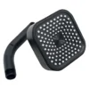 Regadera cuadrada de 13 × 13 cm con brazo corto, plástica negro mate, Valqua VQAR028