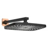 Regadera rectangular con brazo Sovrano Volare SVR1018 en negro mate con escudo oro rosa Regadera rectangular con brazo Sovrano Volare SVR1018 en negro mate con escudo oro rosa