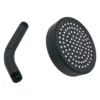 Regadera redonda de 10 cm con brazo corto, plástica negro mate, Valqua VQAR020