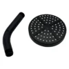 Regadera redonda de 10 cm semi slim con brazo corto, plástica negro mate, Valqua VQAR022