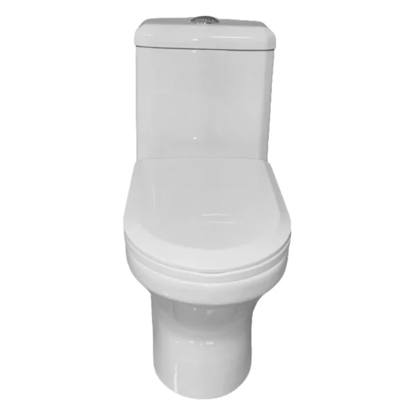 Sanitario one piece compacto Mekora con trampa oculta blanco Valqua High VQAHSA002, vista de frente