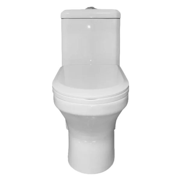 Sanitario one piece compacto Mekora con trampa oculta blanco Valqua High VQAHSA002, vista de frente a media altura