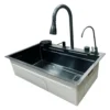 Poceta lavaplatos multifunción Sovrano SVR1155 negro nano con grifo extraíble y lavavasos