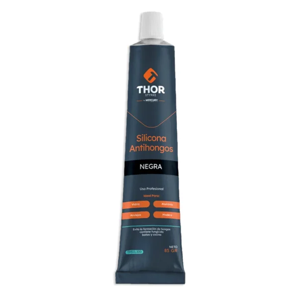 Tubo de silicona negra antihongos de 85 g, marca Thor, ref. THSIL300 Tubo de silicona negra antihongos de 85 g, marca Thor, ref. THSIL300